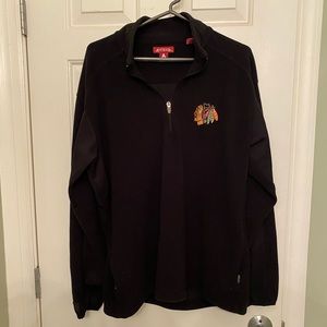 Embroidered Black Hawks Zip Fleece